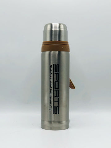 Sports Wall Vacuum Bottle – Silver Stainless Steel for Boys & Girls