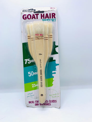 3-Piece Studio Goat Hair Brush Set - for Washes, Glazes & Varnishes