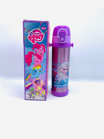Glossy Printed Frozen Water Bottle | Frozen Purple Unique Pattern Water Bottle with Straw  | Stainless Steel Vacuum Cup