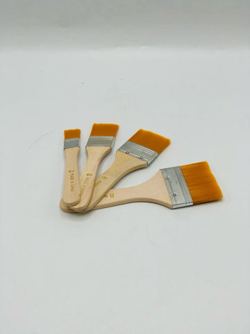 Flat Paint Brush Set – 4-Piece Wooden Handle Brushes for Art & Craft