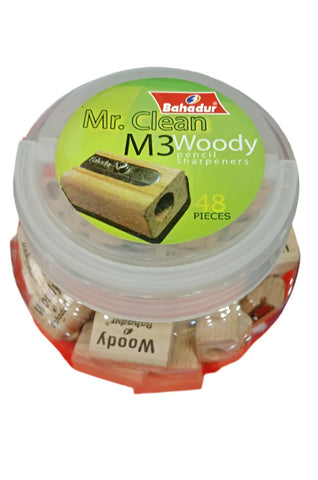 Bahadur Wooden Pencil Sharpeners – Jar of 48 for School & Office Use