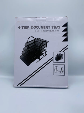 Heavy-Duty 4-Tier Sliding Mesh Metal Desktop Organizer Tray