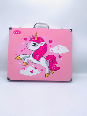 150-Piece Kids Art & Coloring Unicon Suitcase Set – Creative Drawing Kit