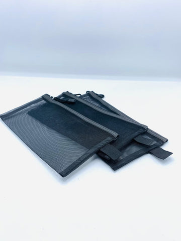Premium Black Mesh Zipper Pouch Set