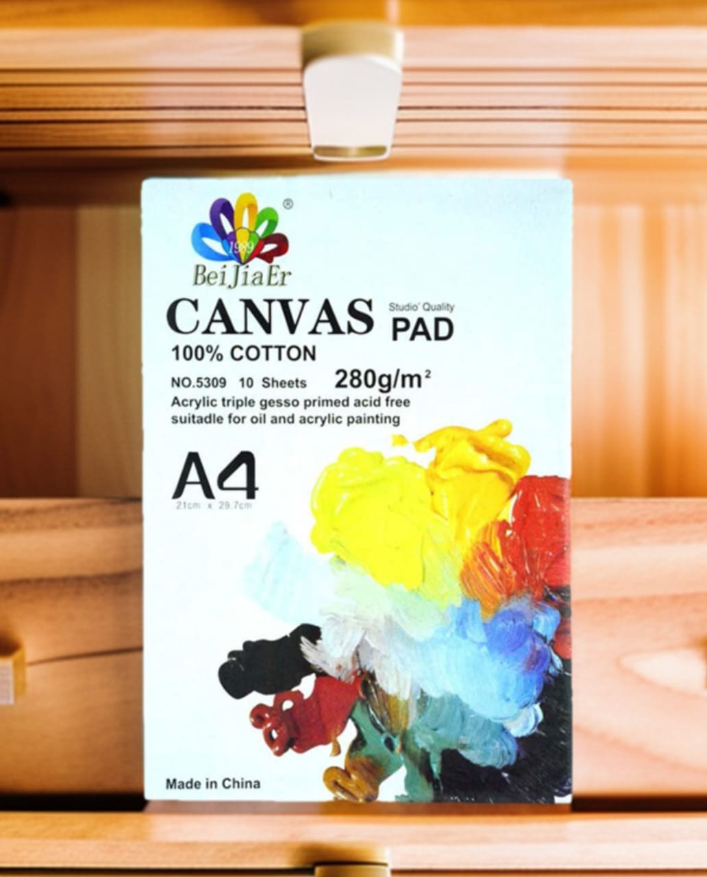 Bei Jia Er Artist Canvas Pad Acrylic Triple Gesso Primed A4 Size 21 x 29.7cm (10 Sheets)