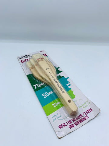 3-Piece Studio Goat Hair Brush Set - for Washes, Glazes & Varnishes