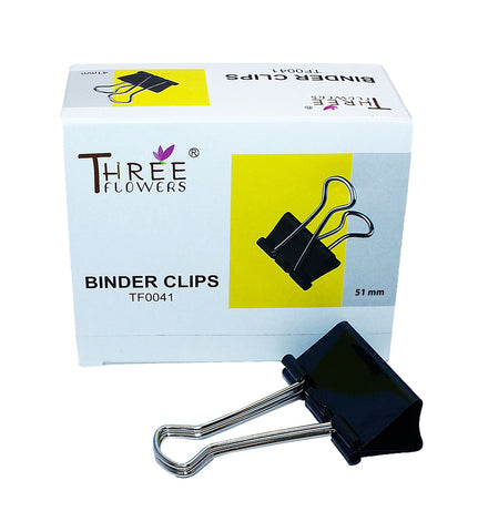 Three Flowers Metal Binder Clips – 51mm (Large Size)