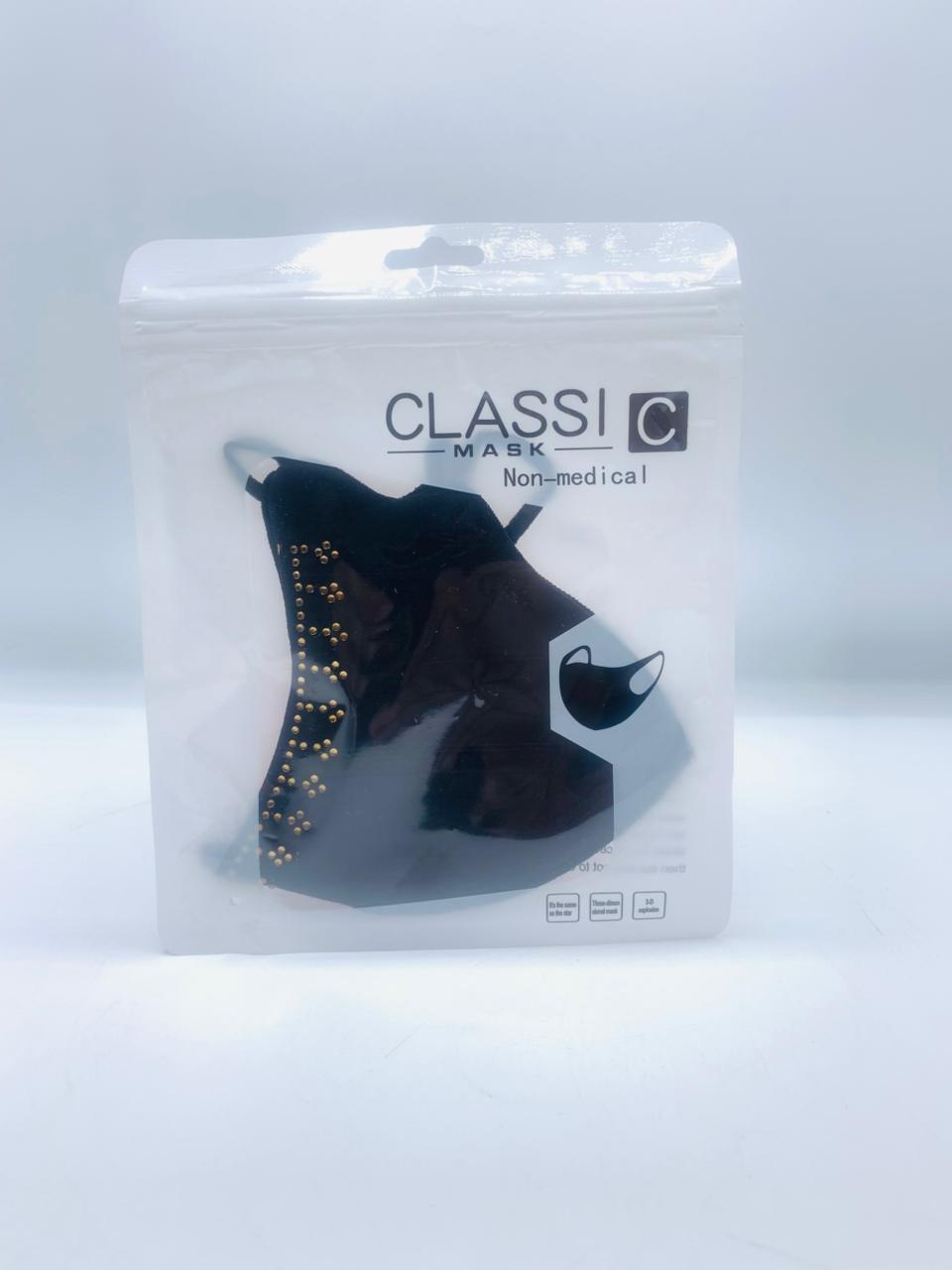 CLASSI C Black & Gold Stud Fashion Mask
