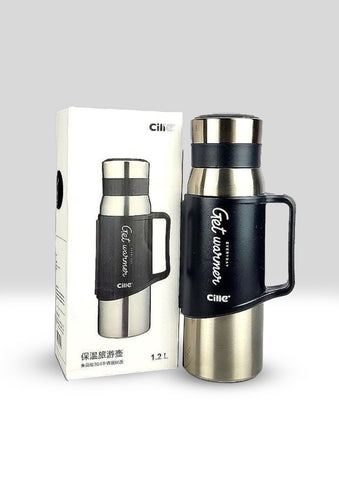 Get Warmer 1.2L Stainless Steel Vacuum Insulated Travel Jug