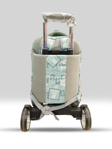 Bashly Teal Graffiti Trolley School Backpack – Stylish Rolling Bag for Kids