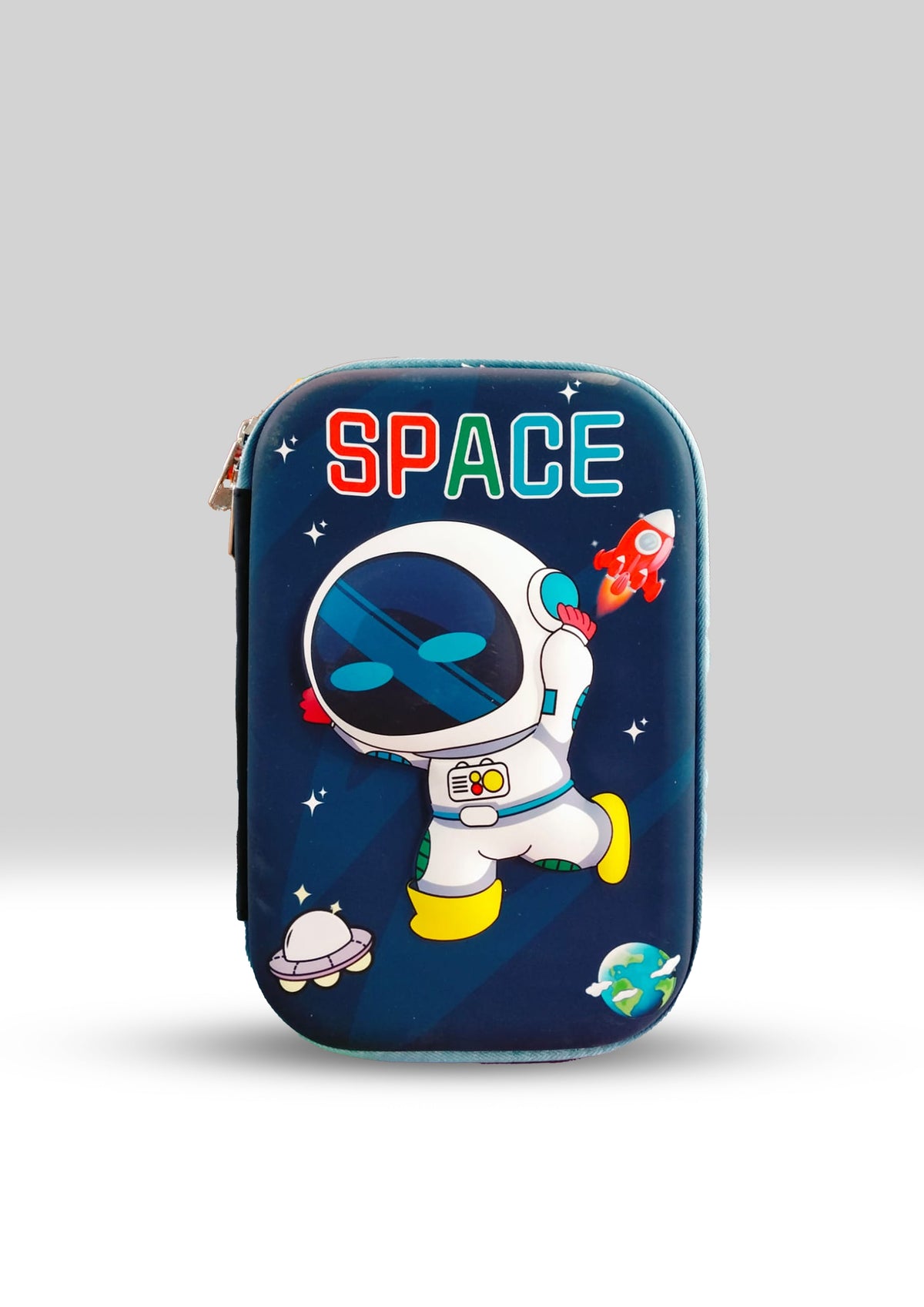 Kids’ Space Theme Zipper Stationery Box – Durable Pencil Case for School