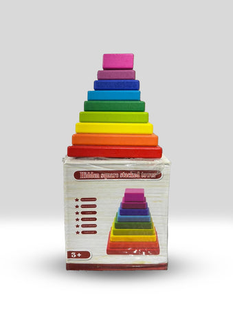Rainbow Wooden Stacking Tower – Hidden Square Toy