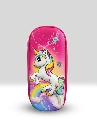 Unicorn 3D Hard Shell Pencil Case – Spacious & Durable Fiber Pouch for Girls