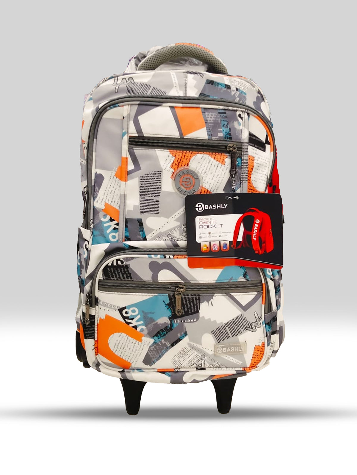 Bashly Street Poster Print Kids Roller Backpack – Stylish & Durable School Bag
