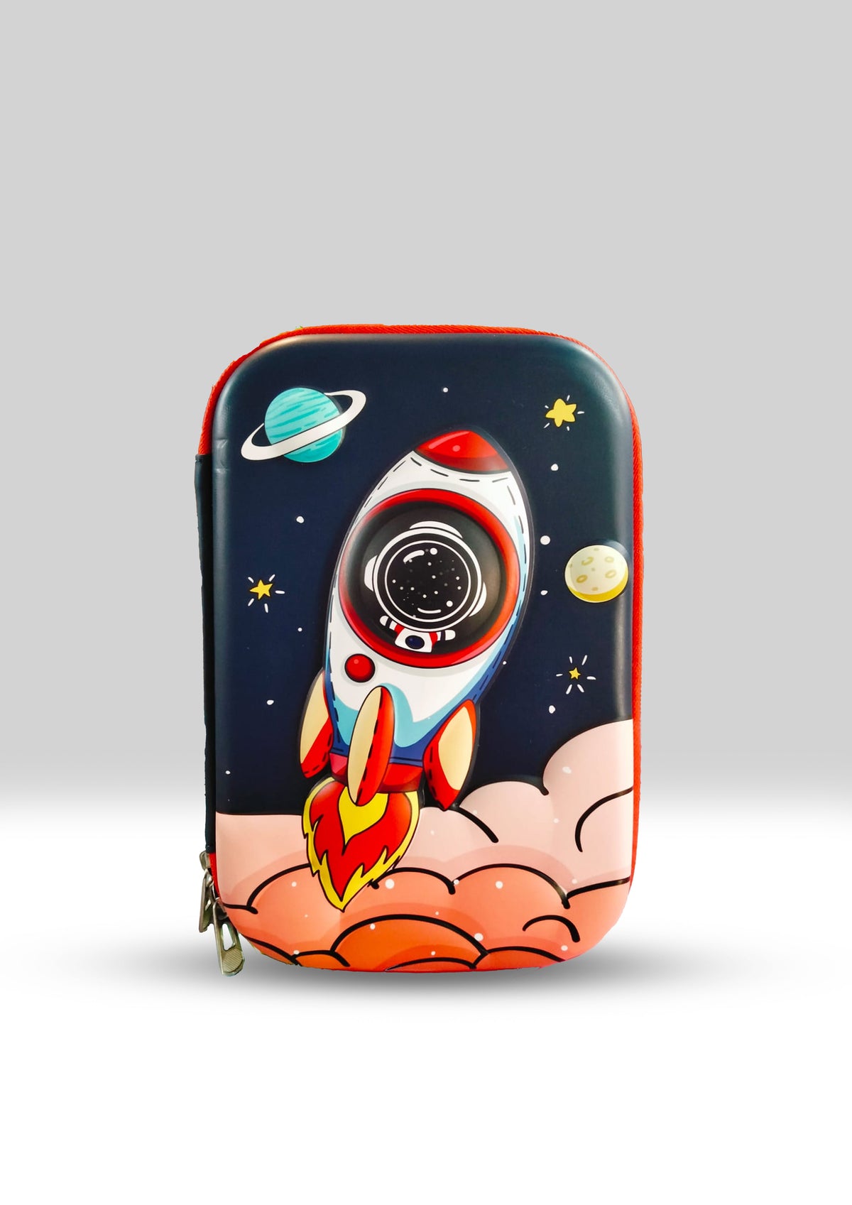 3D Rocket Ship EVA Hard-Shell Pencil Case – Durable Space-Themed Stationery Box