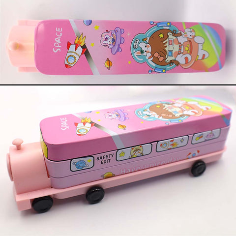 Train Theme Steel Geometry Box – With Pen Holders & Number Table