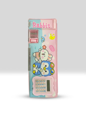"Rabbit & Penguin" Multi-Function Pencil Case with Built-in Calculator