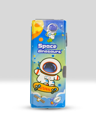 "Space Dinosaurs" Multi-function Sliding Pencil Case with Football Decal