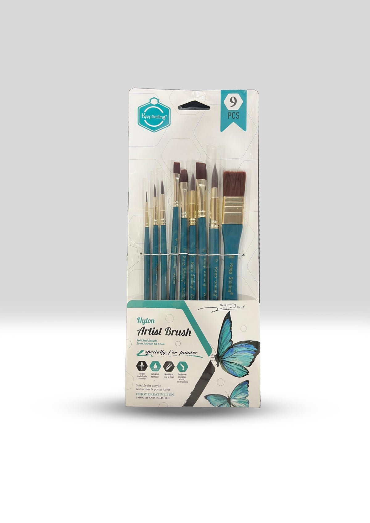 Keep Smiling 10-Piece Artist Brush Set – Professional Kit for Oil, Acrylic & Watercolor