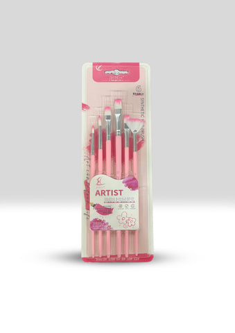 6-Piece Nylon Artist Paint Brush Set (Available in Blue and Pink)