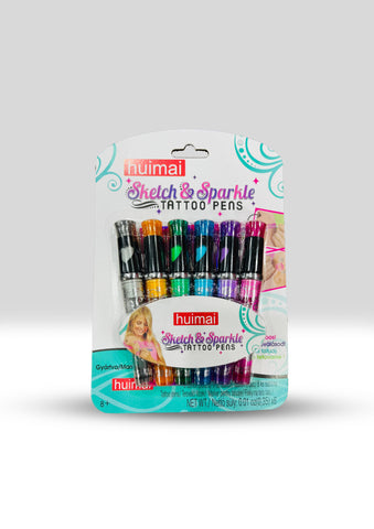 Huimai Sketch & Sparkle Tattoo Pens – 6 Color Glitter Art Set