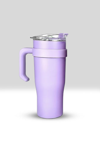 Large Stainless Steel Insulated Travel Tumbler with Handle and Lid