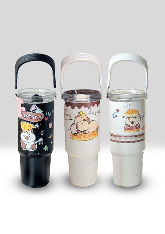 Cute Cartoon Handle Water Tumbler Bottle – Leak-Proof, Portable & Insulated Drink Cup