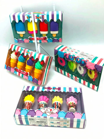 Love Sweet Fancy Erasers Pack of 5 Erasers- donuts, icecreams, popcorns, popsicles