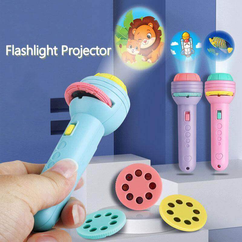Buy Mini Flashlight Slide Projector Toy With Image Reels For Kids ...