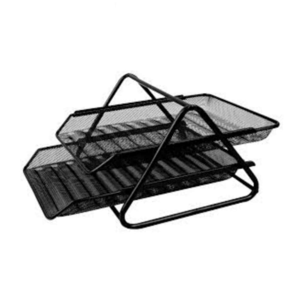 Buy Two Tier Tray Office Desktop Document Letter Tray Mesh File Rack ...