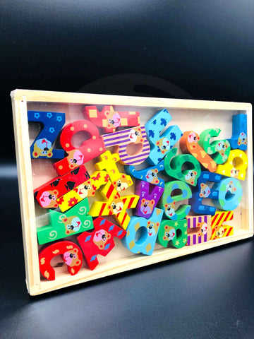 Wooden Colorful Small Alphabet a-z Board | Alphabetic illustration | Educational Toys for Montessori Kids