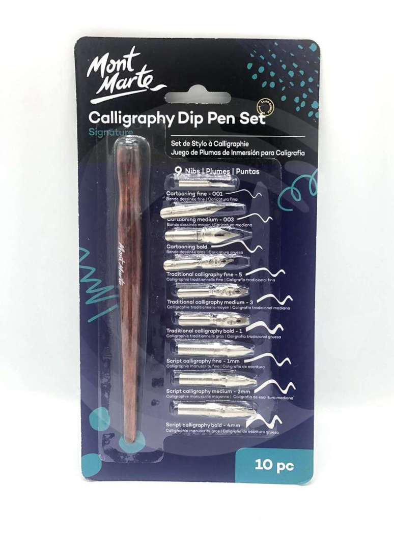 Buy Calligraphy Dip Pen 10 Pcs Set Mont Marte 9 Nibs with Holder –