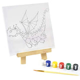 Print Baby Canvas Set, Set of  1 Pre stencil Canvas, 6 water paints with brush and 1 Wood Easel