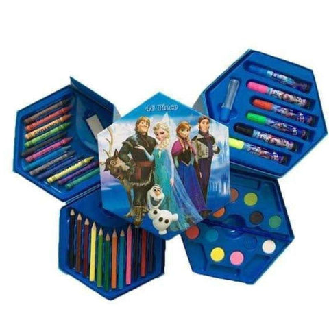 Hexagonal Coloring Box Art Kit Set Of 46 Pieces With Color Pencils, Crayons, Water Color, Marker Pens for kids