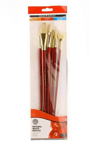 Daler Rowney Simply Brush Set of 6pcs Natural White Bristle Hairs