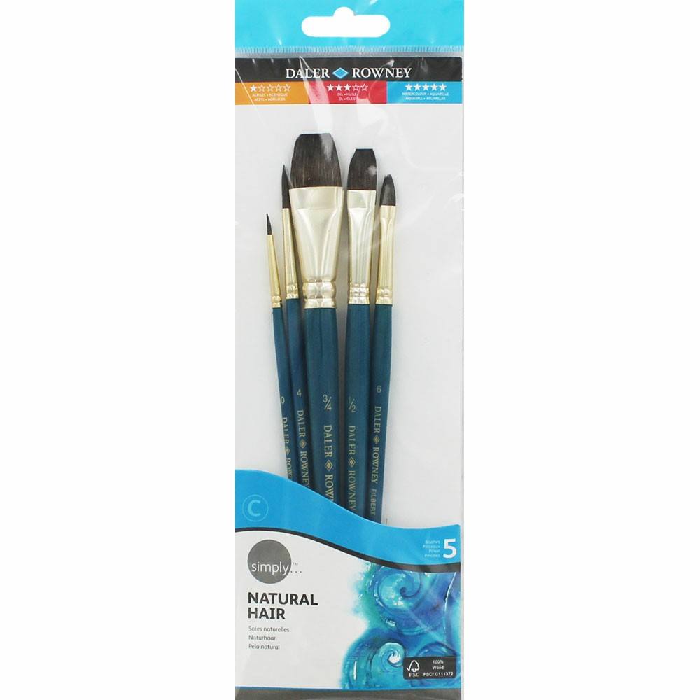 Daler Rowney Simply Camel Hair Brush Set Of 5pcs