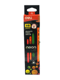 Deli Neon HB Lead Pencil With Erasers Graphite Pencil