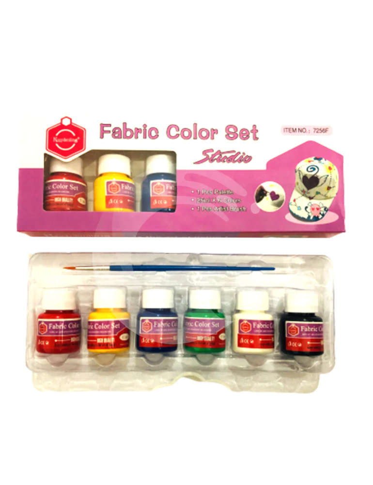 Buy Fabric Color 25ml Keep Smiling 6 Basic Colors + 1 Paint Brush ...