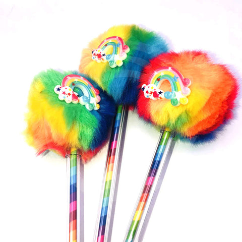 Fancy & Stylish Fluffy Rainbow JELL Ball Pen