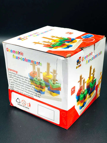 Geometric Shape Sorter Toys Set of 4 Columns Wooden | Early Educational Toys for Toddlers Kids 3 + Years (Multicolor)