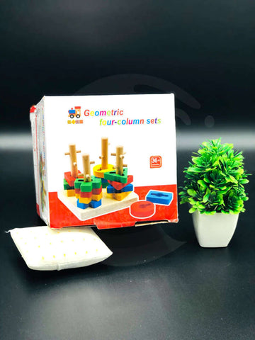 Geometric Shape Sorter Toys Set of 4 Columns Wooden | Early Educational Toys for Toddlers Kids 3 + Years (Multicolor)