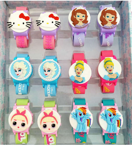 Cartoon Characters Digital Wrist Watch Scale Strip Watch For Girls Happy Time Toy Digital Watch For Kids