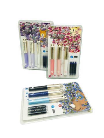 High Quality Fountain Pen 3 Pen and 3 Refill Pack Soft Color Fountain Pen