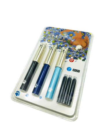 High Quality Fountain Pen 3 Pen and 3 Refill Pack Soft Color Fountain Pen