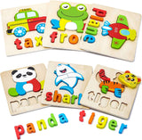 Wooden Animal Jigsaw Puzzle Spelling Board Toy Alphabet Spelling Stem Educational Toy