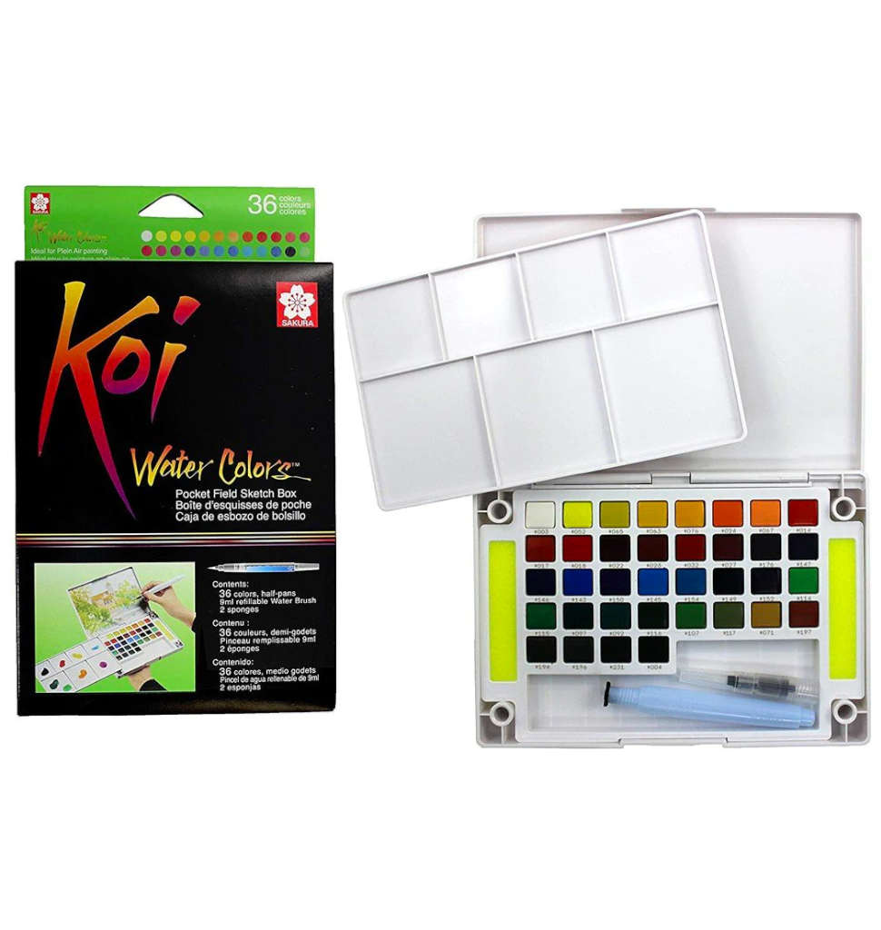  Pocket Sketch Box Sakura Koi Watercolor Field 36Color Set 