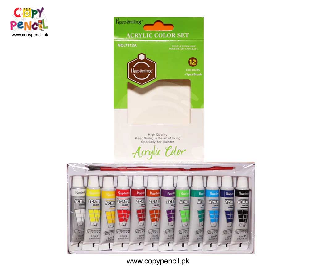 Keep Smiling Acrylic Paints 12ml Tubes Set Of 12 Colors