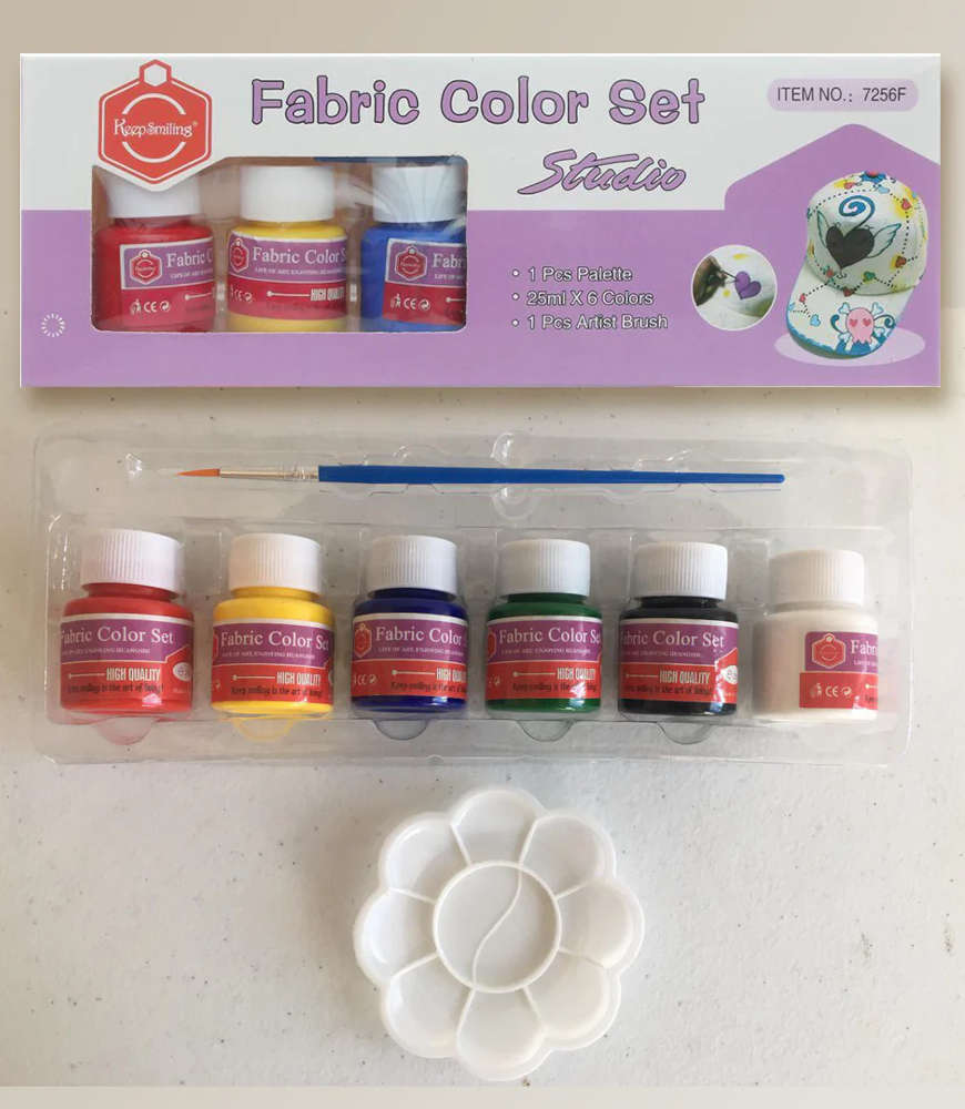 COLORFUL Fabric Paint Set for Clothes with 6 Brushes, 1 Palette