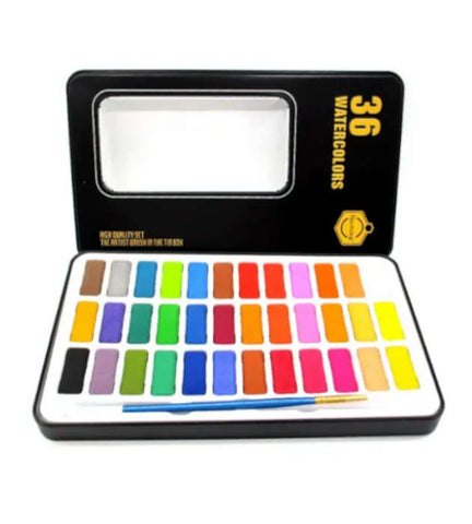 Keep smiling water color 36 colors Metal Tin Set With Brush