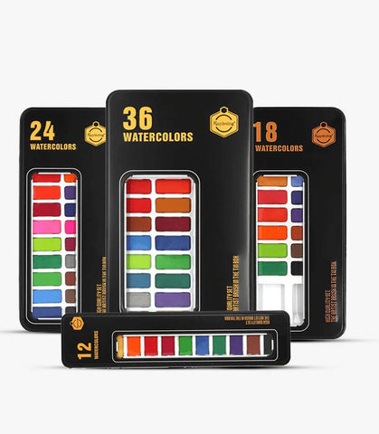 Keep smiling water color 36 colors Metal Tin Set With Brush